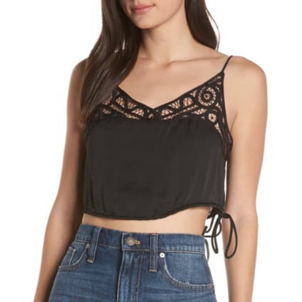 Free People Blouson Black Satin Cami